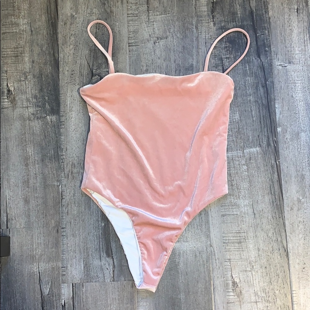 Pink velvet body suit -  NEVER WORN.